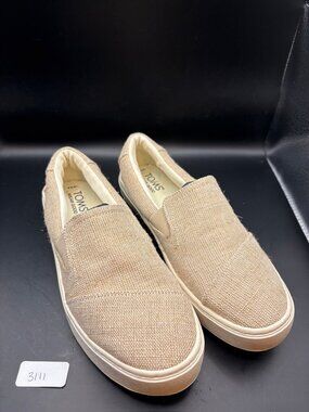TOMS Nude/Beige jute fabric sneakers EUC - size 8